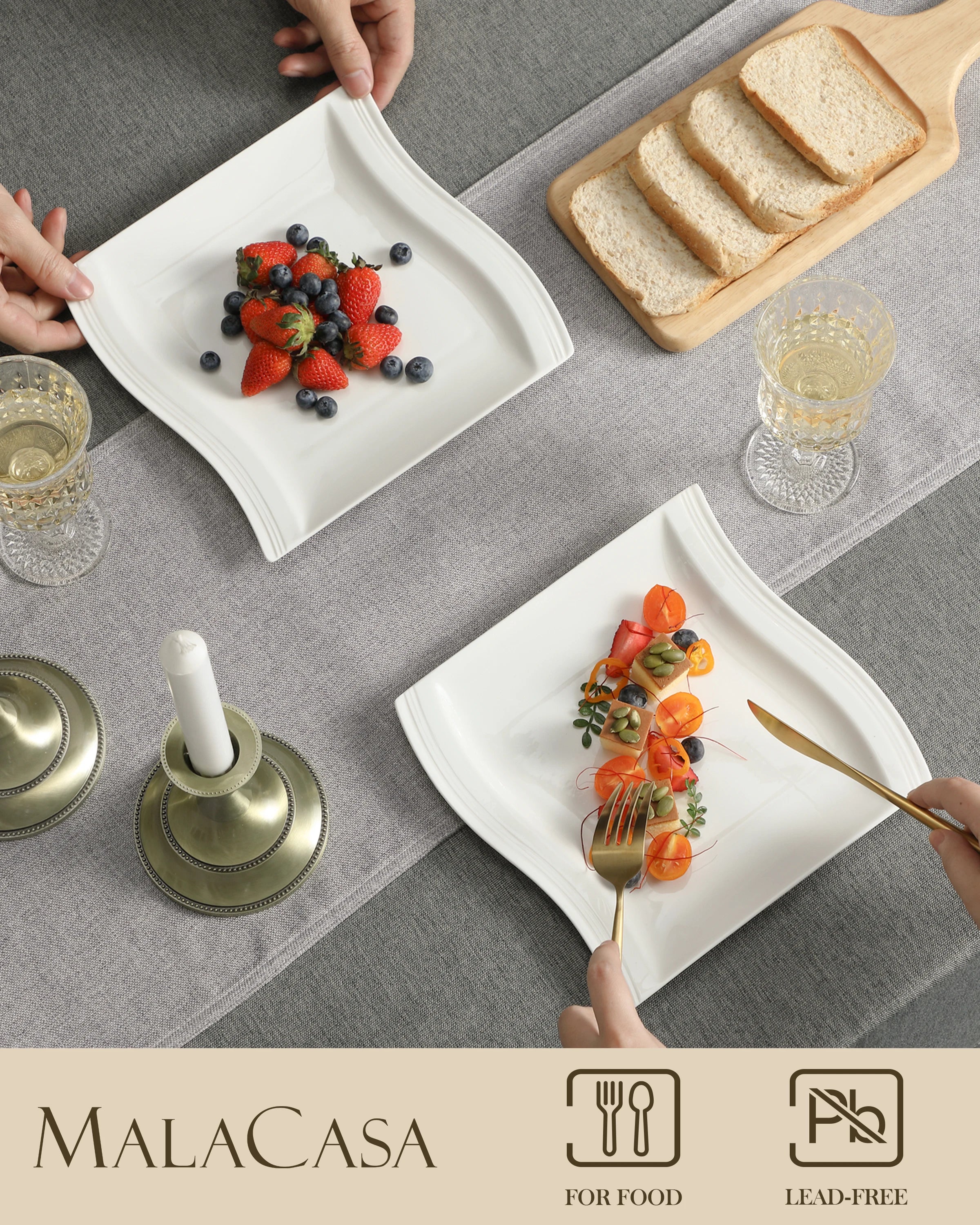 6/12 Piece 10.25"  Cream White Dinner Plates