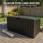 75 Gallon Deck Box with Lockable Lid & Heavy-Duty Hinged Door