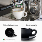 Cappuccino Cups Set of 4 [8oz]  Black Ceramic Mug and Saucer