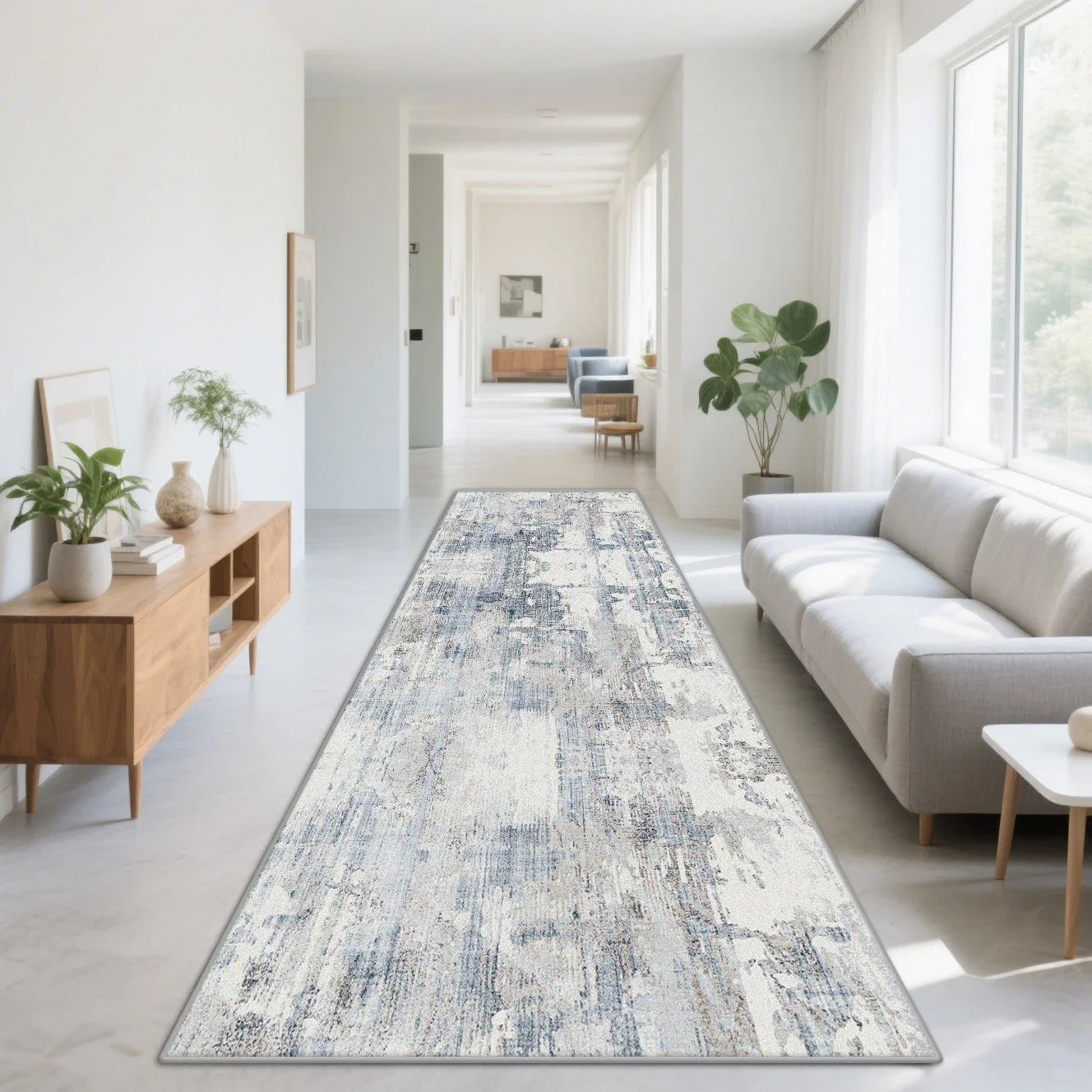 VIKAMA Nordic Abstract Style Carpet Anti-Slip Corridor Passageway Long Strip Mat Living Room Floor Mat Home Decoration