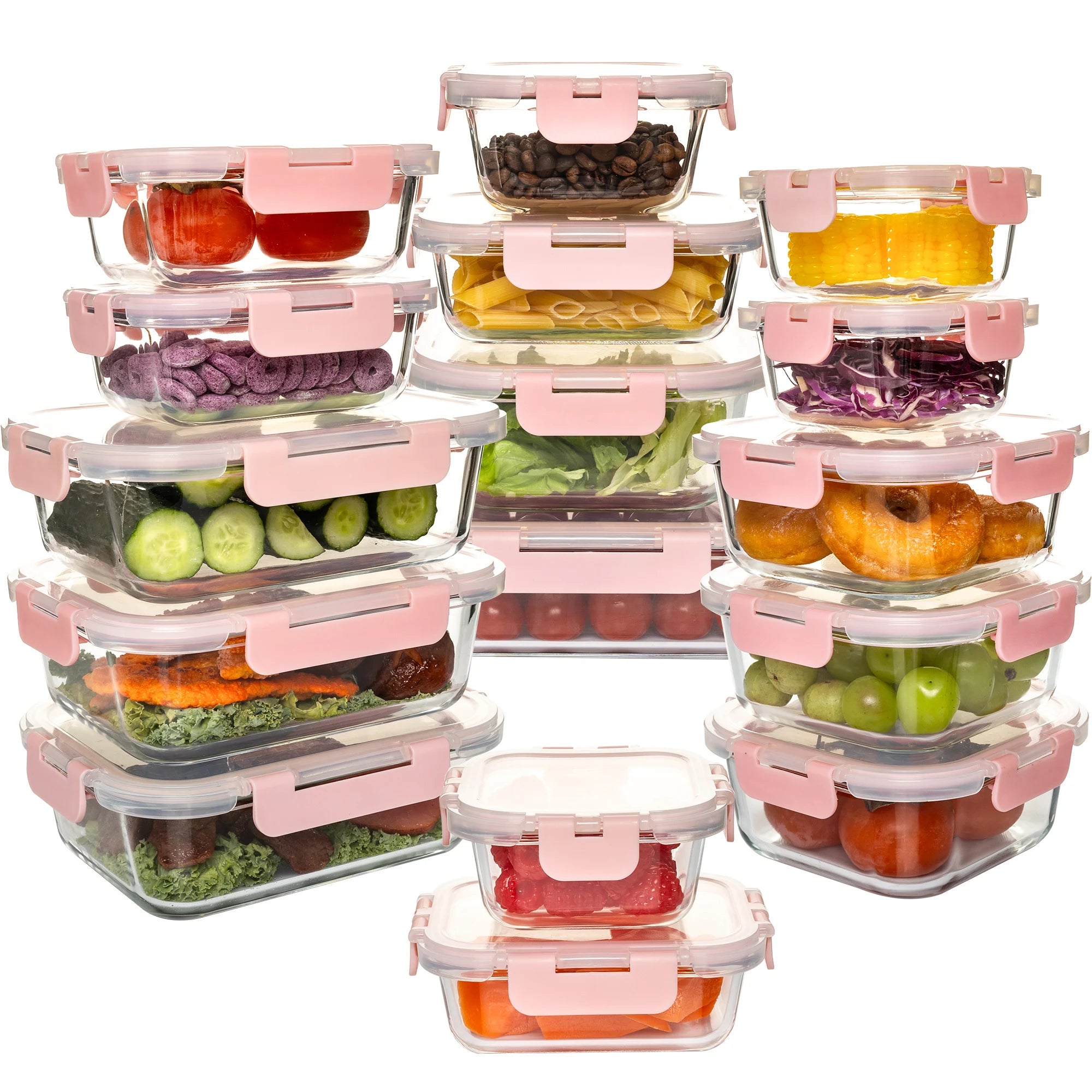 16-Piece Glass Food Storage Containers Set Stackable