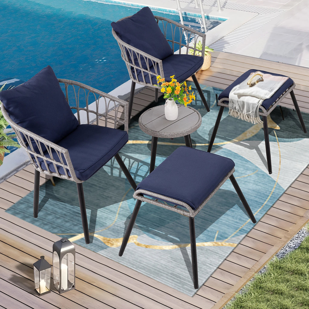 5 Piece Patio Set Wicket Bistro Set, All-Weather