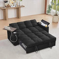 65'' 3-in-1 Folding Convertible Sofa Bed, Pullout Swivel Table