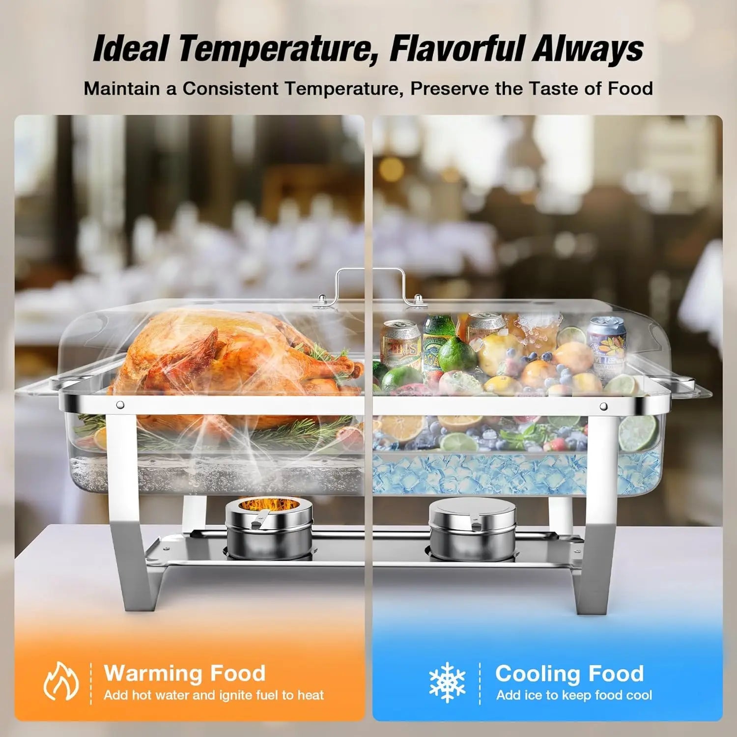 2/4/6 Pack 8QTChafing Dish Buffet Set Food Warmer Kit