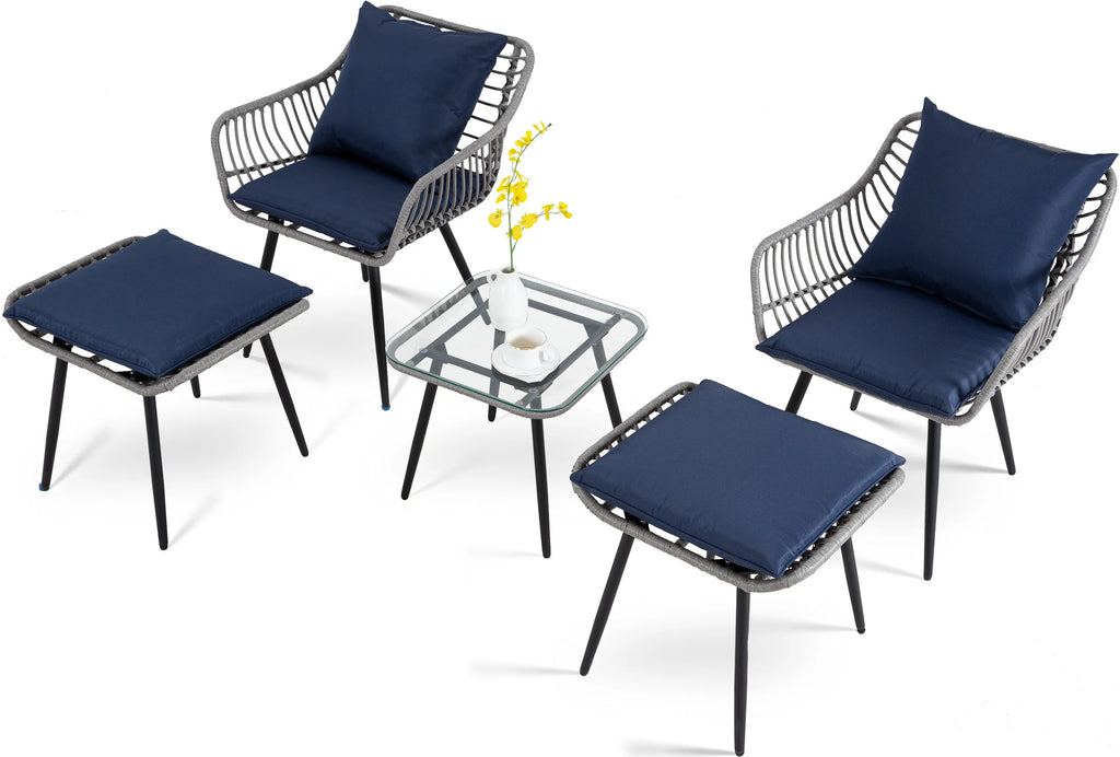 5 Piece Patio Set Wicket Bistro Set, All-Weather