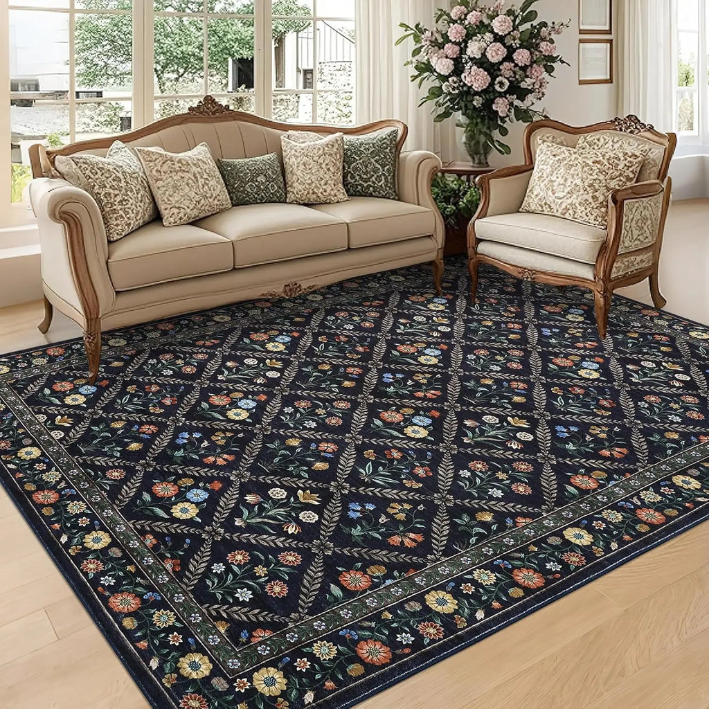 Washable Area Rugs Soft Low-Pile Non-Slip