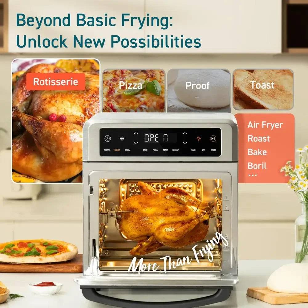 11-in-1 Air Fryer Oven 13Qt Rotisserie Pizza Cooking Functions