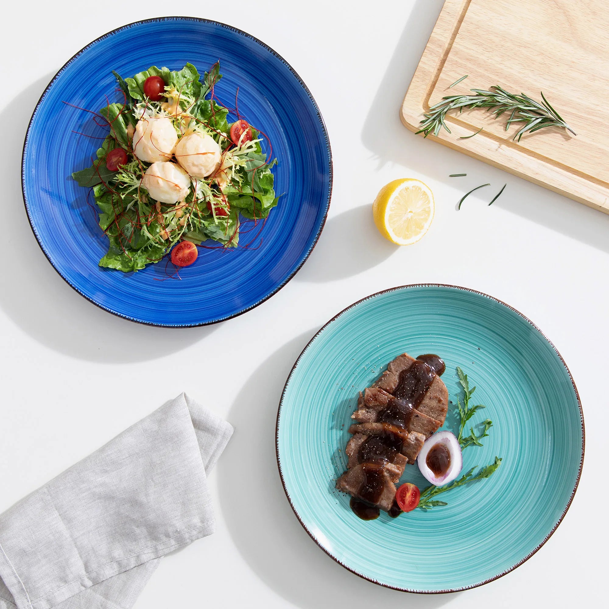 Bonita Blue 10.4 inch Dinner Plate Set of 6, Handpainted