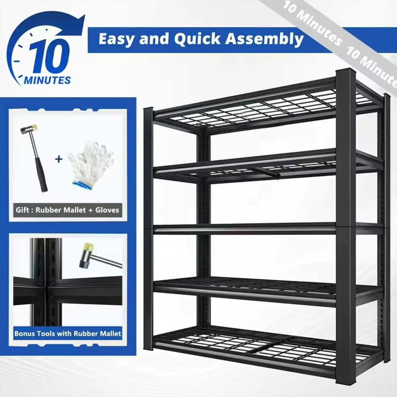 72" Adjustable Metal Shelving, Commercial Grade Utility Rack