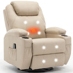 Recliner With Massage and Heat, 360° Swivel Remote