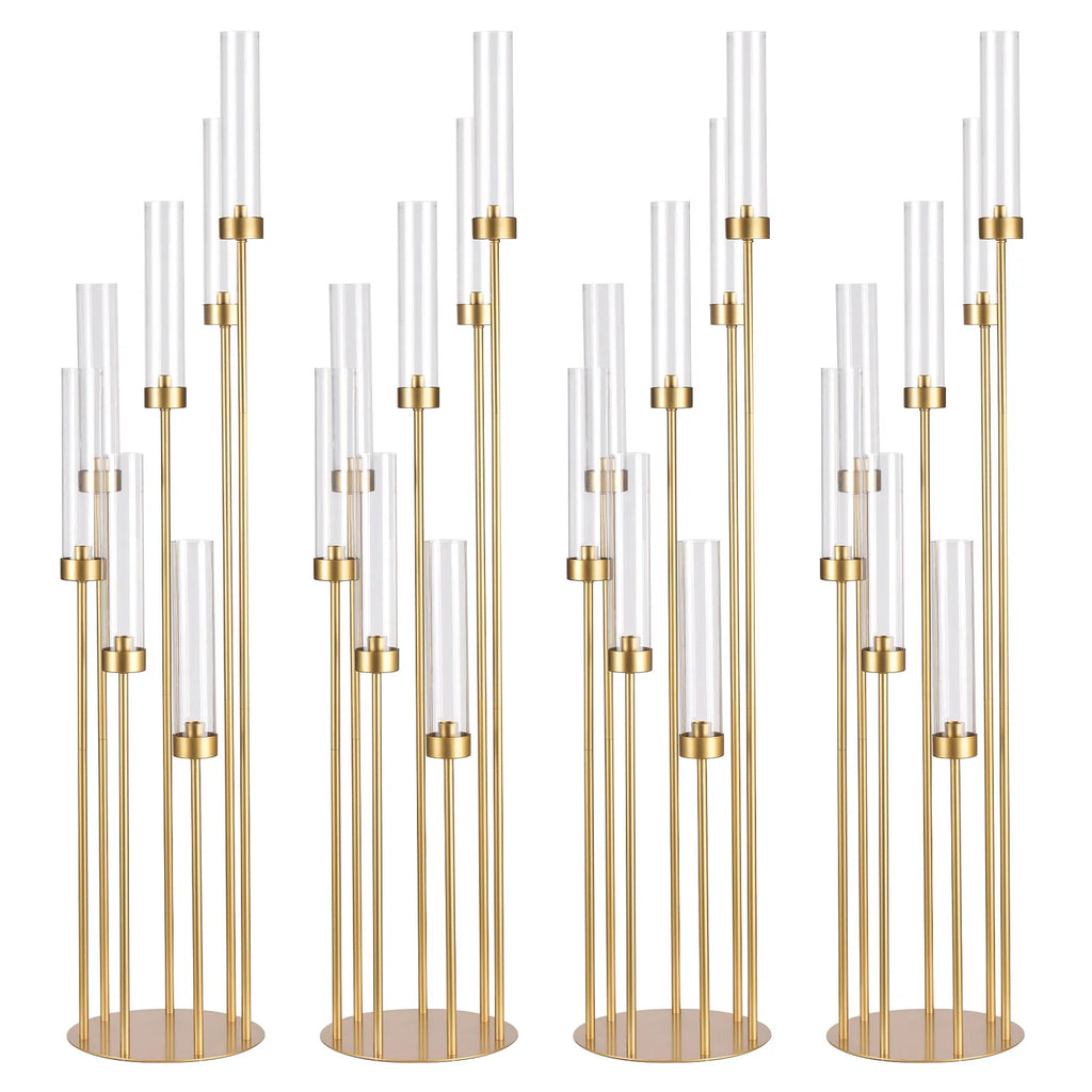 4Sets Candelabra Wedding Centerpieces Gold 48" Metal Candlestick Holders
