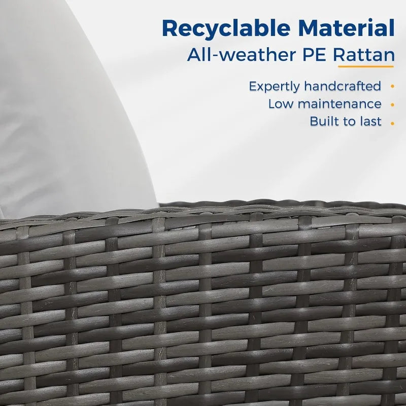 5-Piece Patio Set All Weather Wicker, Glass Table