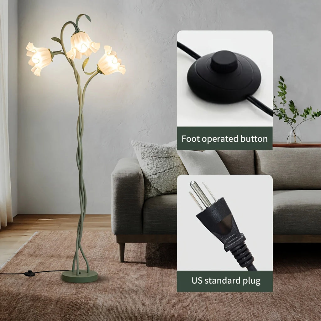 Modern Art Flower Floor Lamp, Flexible Arm