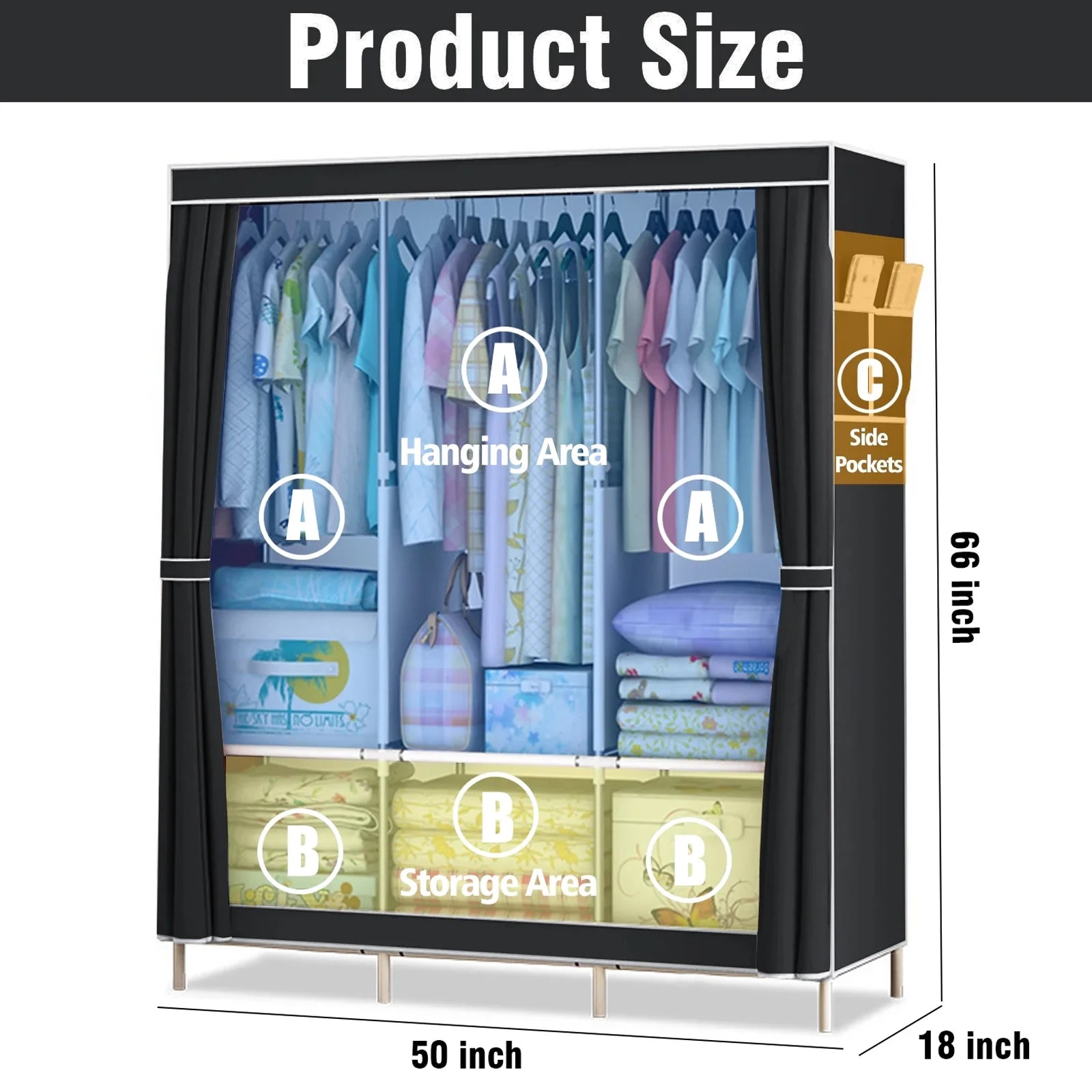 Closet Wardrobe Organizer Storage Rack