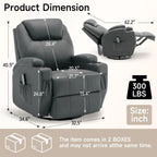 Recliner With Massage and Heat, 360° Swivel Remote