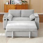 65'' 3-in-1 Folding Convertible Sofa Bed, Pullout Swivel Table