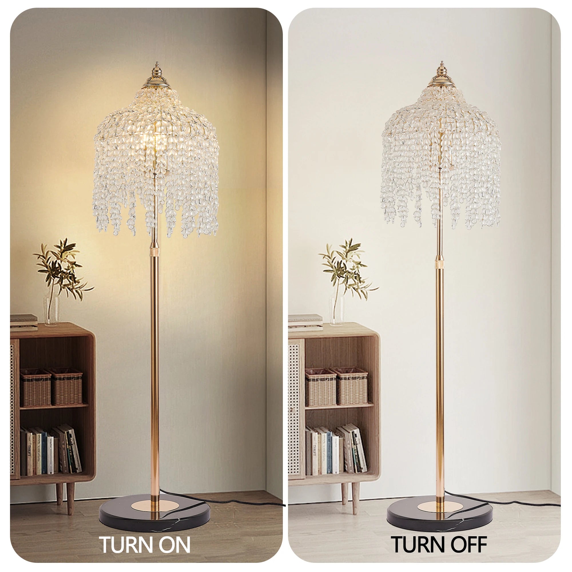 3-Light Elegant Crystal Floor Lamp Vintage Waterfall Design