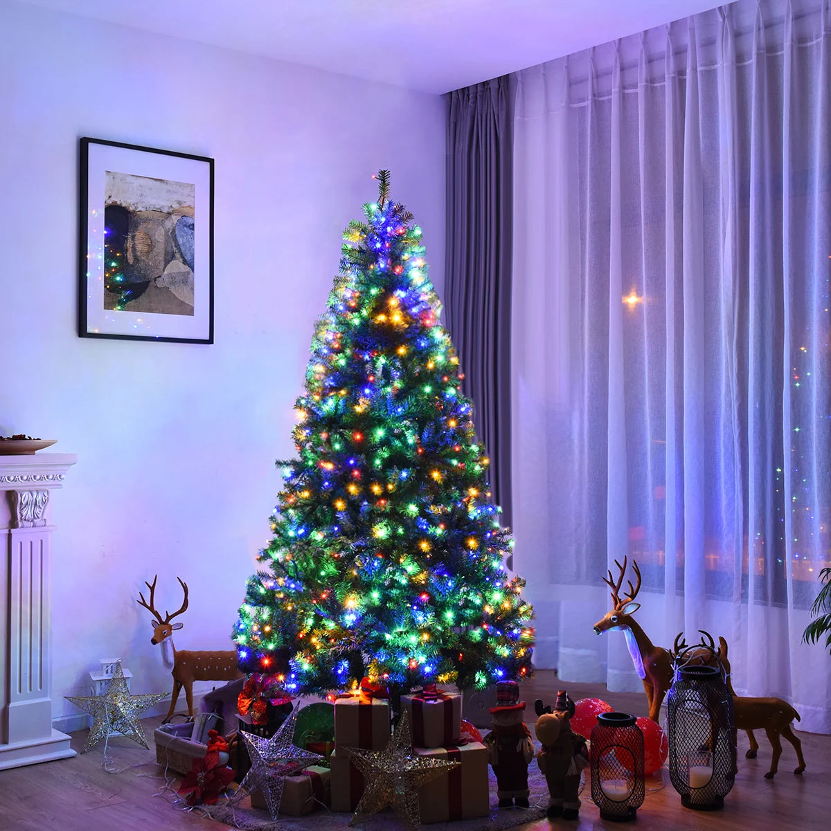 7Ft Pre-Lit Artificial Christmas Tree  500 LED Lights