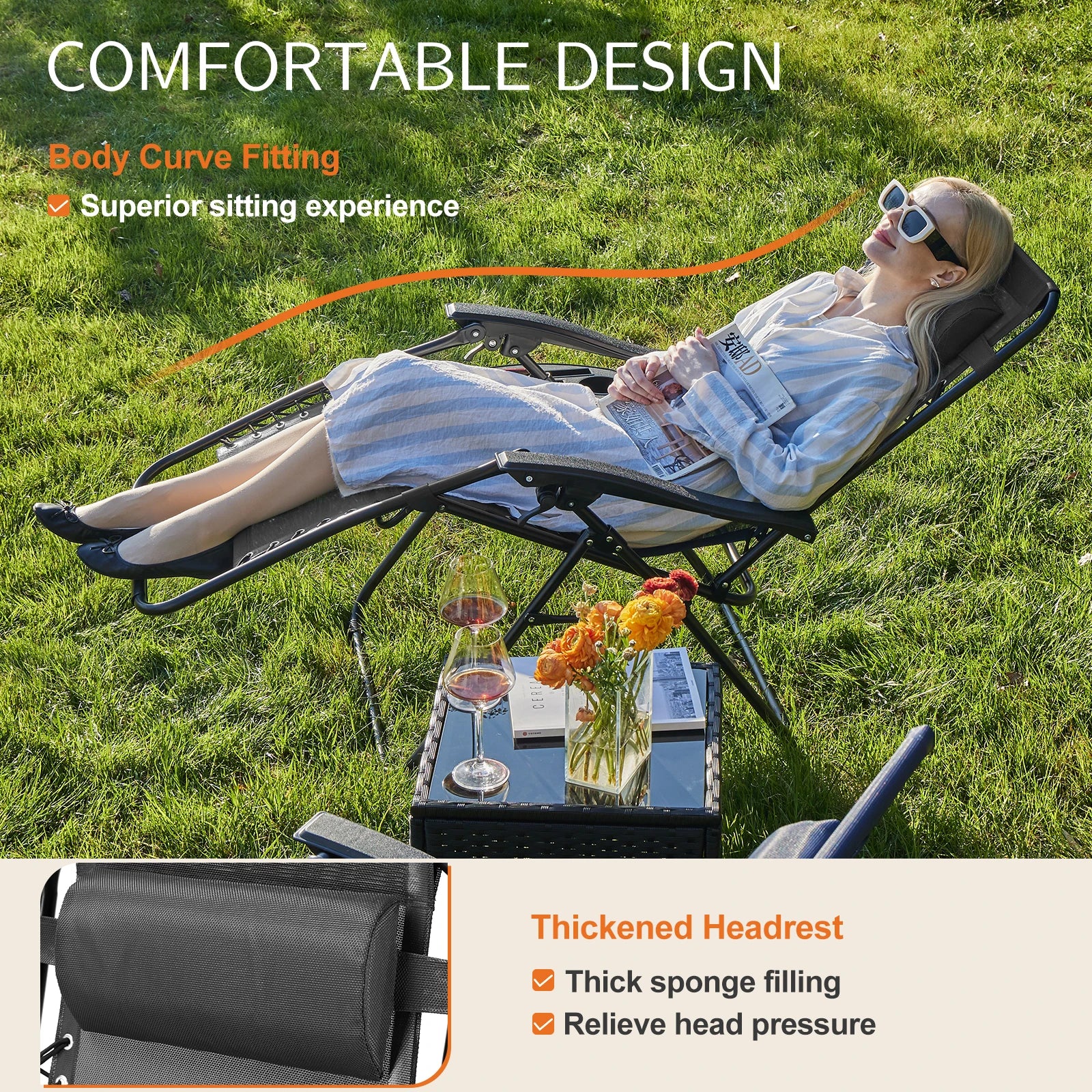 Zero Gravity Set Of 2 Portable Recliner Cup Holder