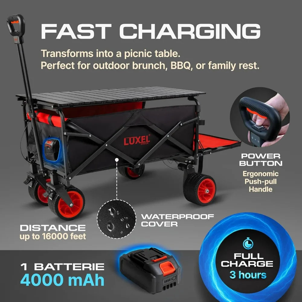 100W Electric Foldable Wagon With Collapsible Design