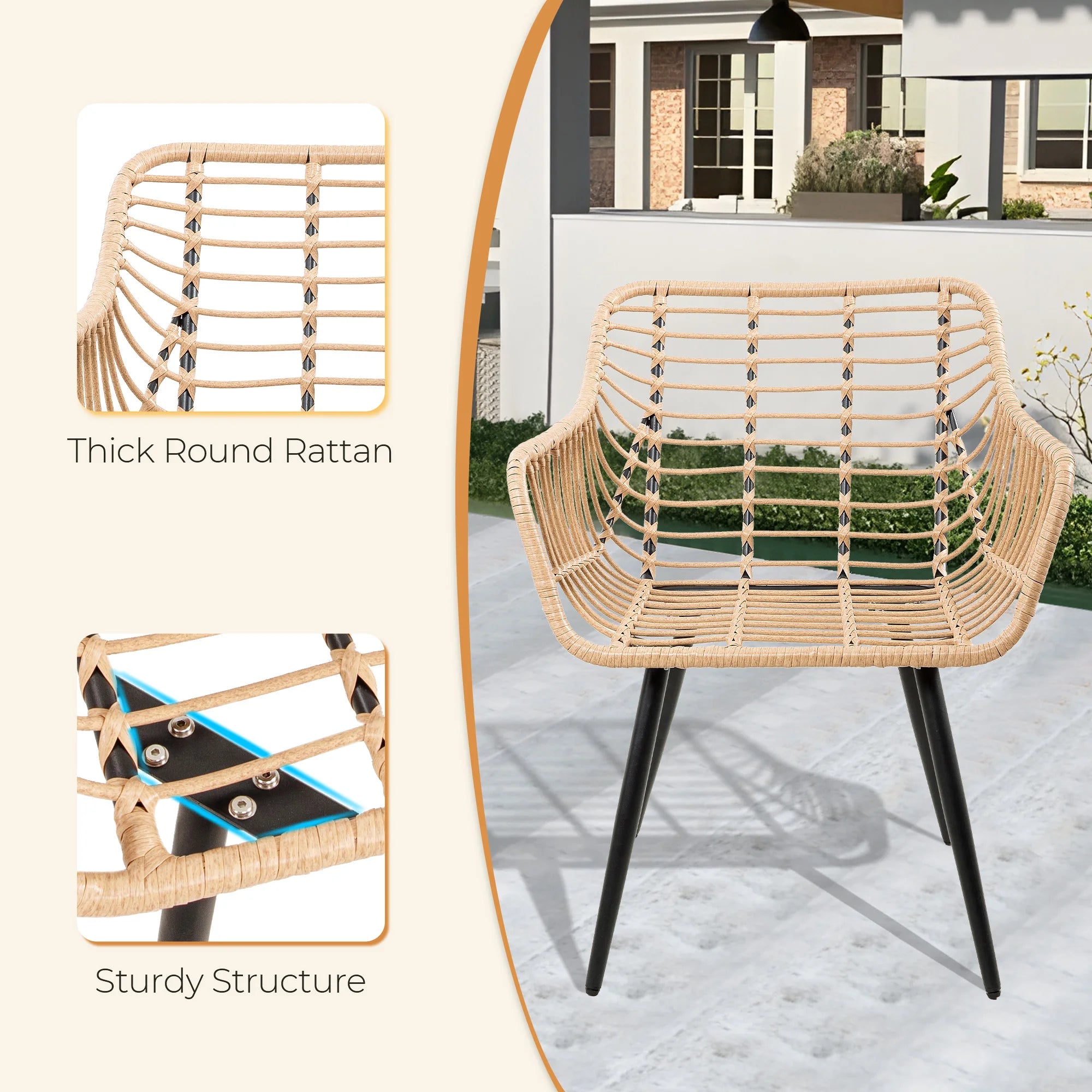 5 Piece Patio Set Wicket Bistro Set, All-Weather