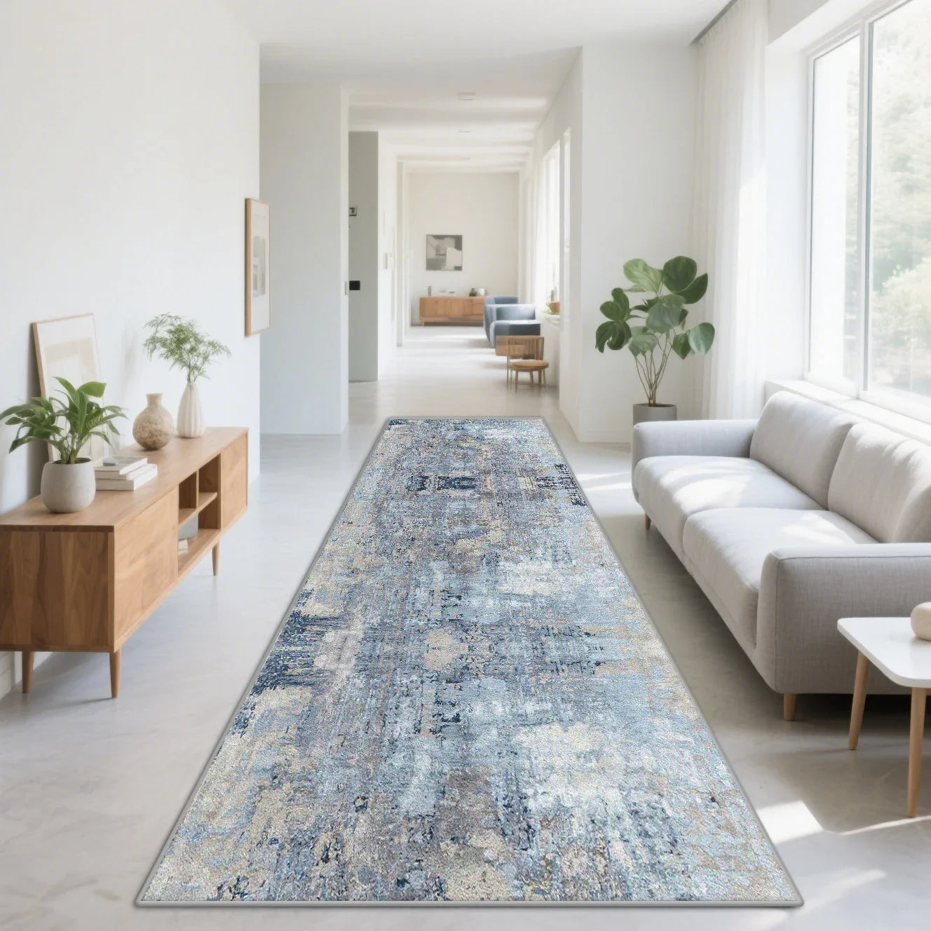 VIKAMA Nordic Abstract Style Carpet Anti-Slip Corridor Passageway Long Strip Mat Living Room Floor Mat Home Decoration