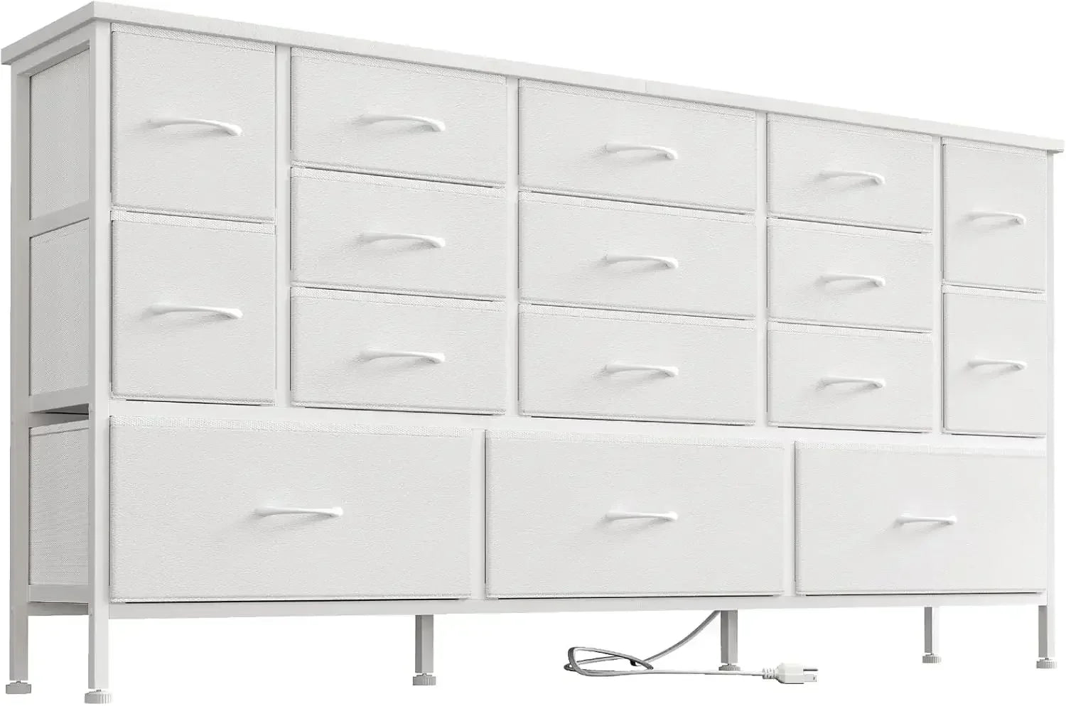 70''TV Stand With Power Outlets, 16 Large Drawers