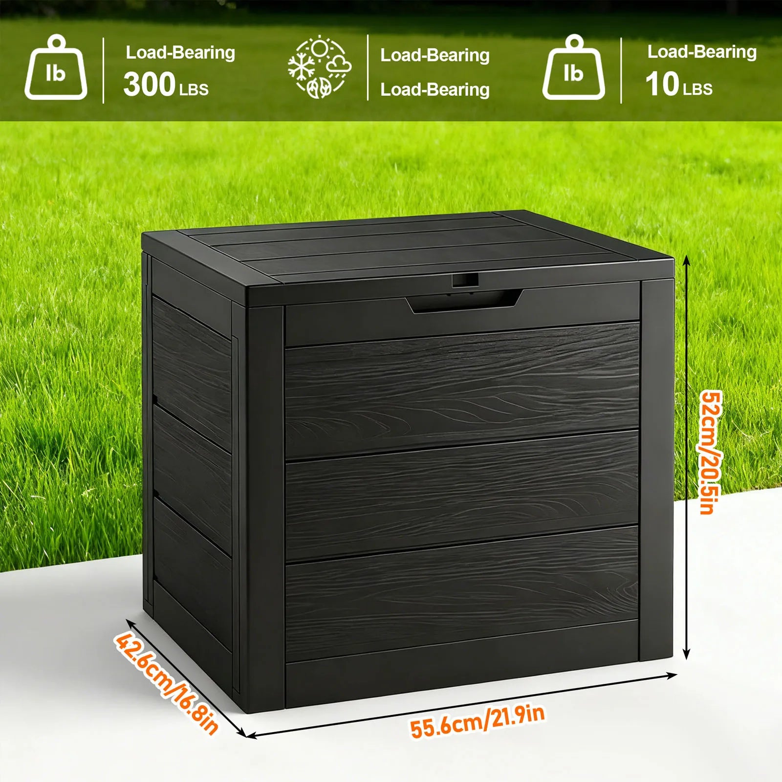 75 Gallon Deck Box with Lockable Lid & Heavy-Duty Hinged Door
