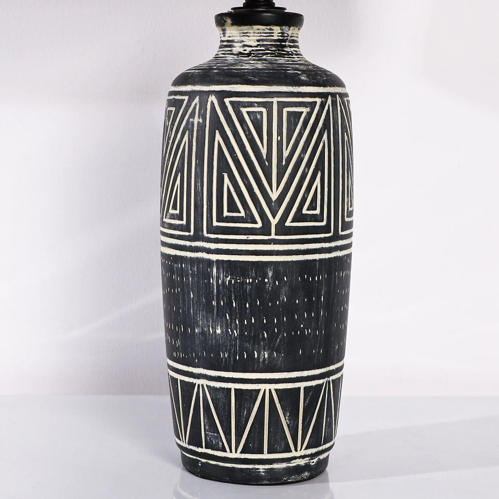 2 Pack 25-Inch Carved Geometric Ceramic Lamps