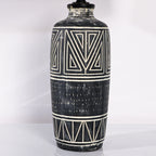 2 Pack 25-Inch Carved Geometric Ceramic Lamps