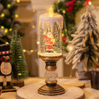 Christmas decorations: candles, crystal lights, cartoon snowflakes, birthday and Christmas gifts, scene setups