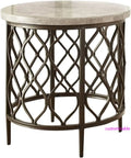 Round Marble Top with Bronze Metal Base End