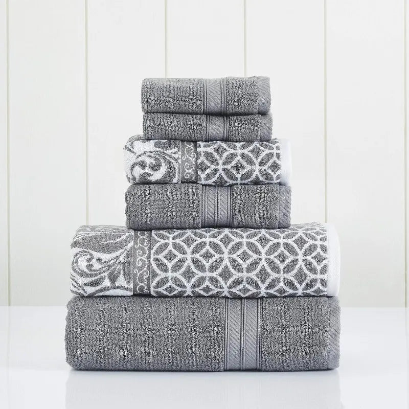 Filigree 6Piece Bath, Hand Towels Washcloths Super Absorbent