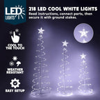 3 Pack Spiral Christmas Tree Light 218 LED Lights Star Topper