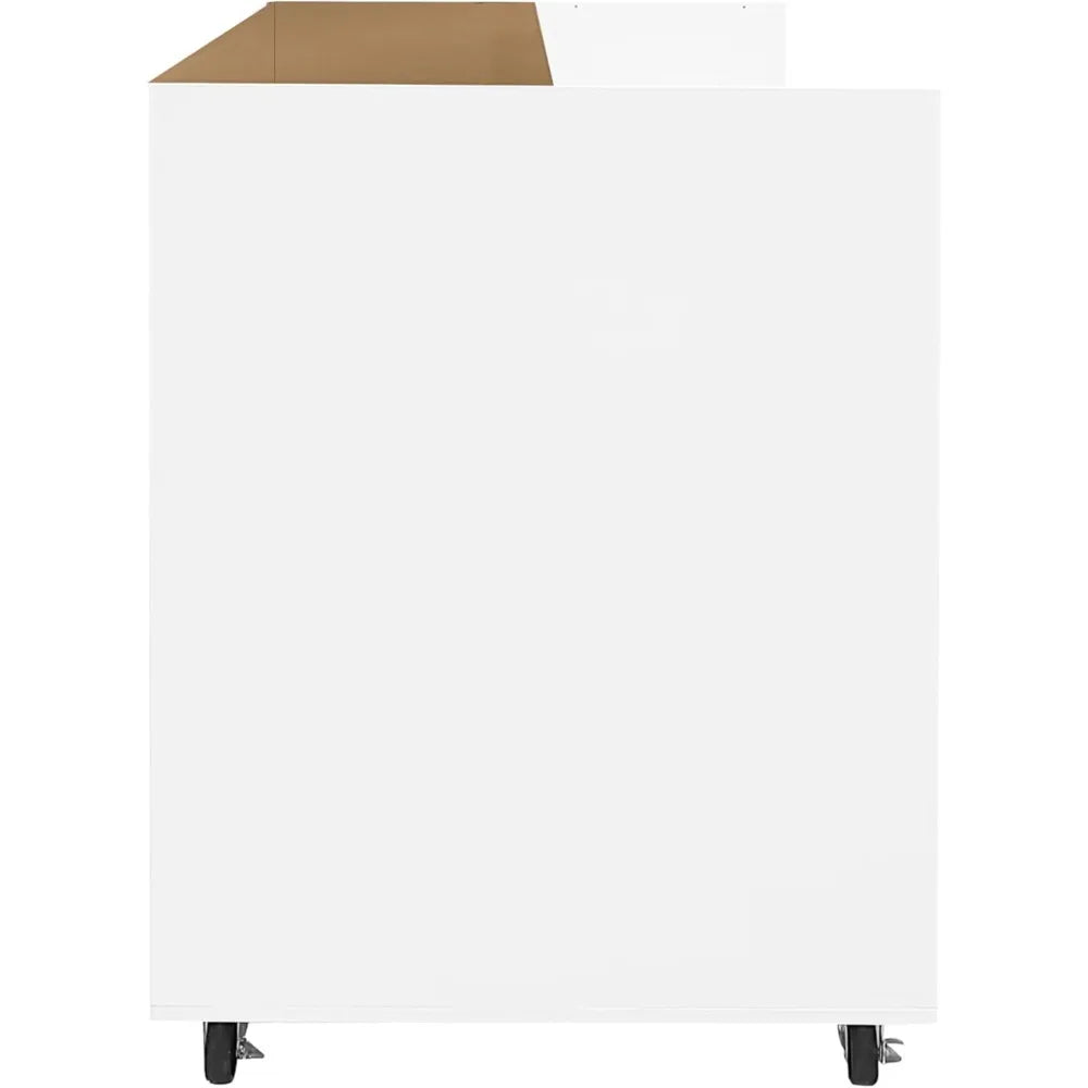 Glass Top 43.3" White wardrobe Armoire Island