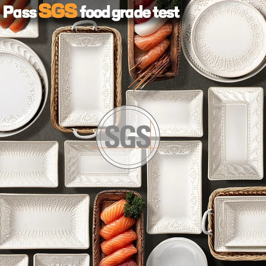 Ceramic Rectangle Salad Plates Set Of 4