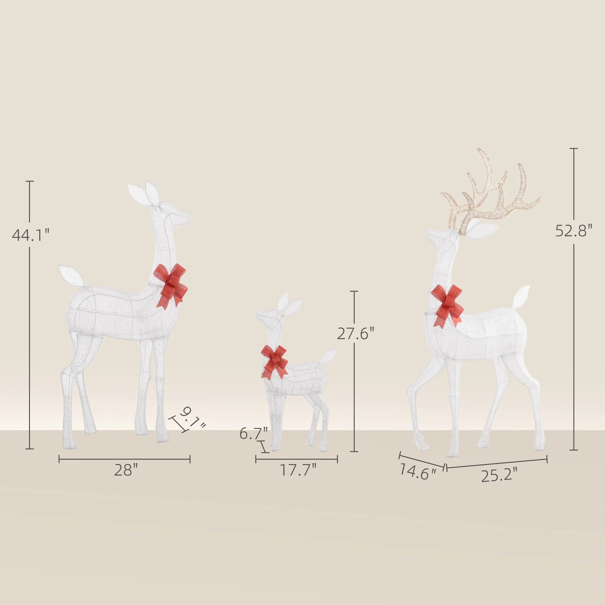Light Up Christmas Deer Family Set Of 3