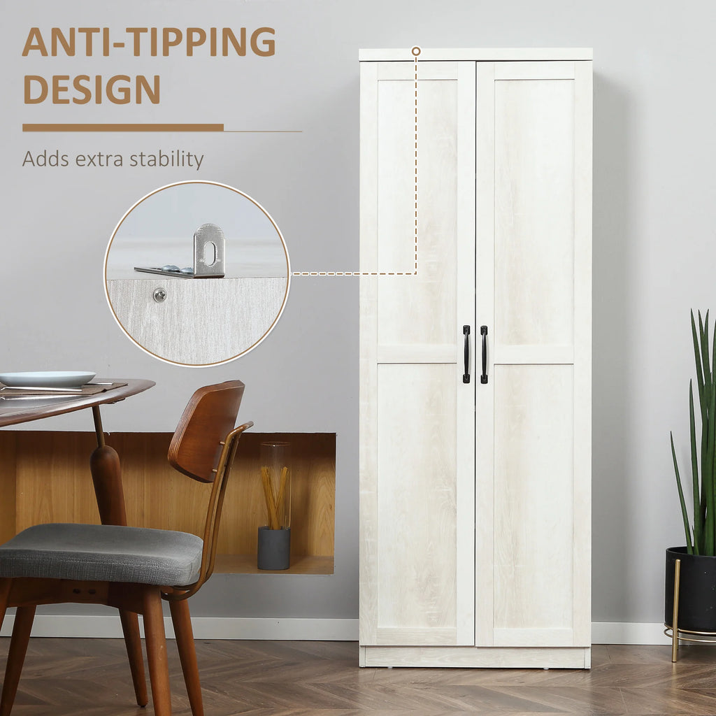 63" Rustic 2-Door Storage Cabinet Pantry Shelves