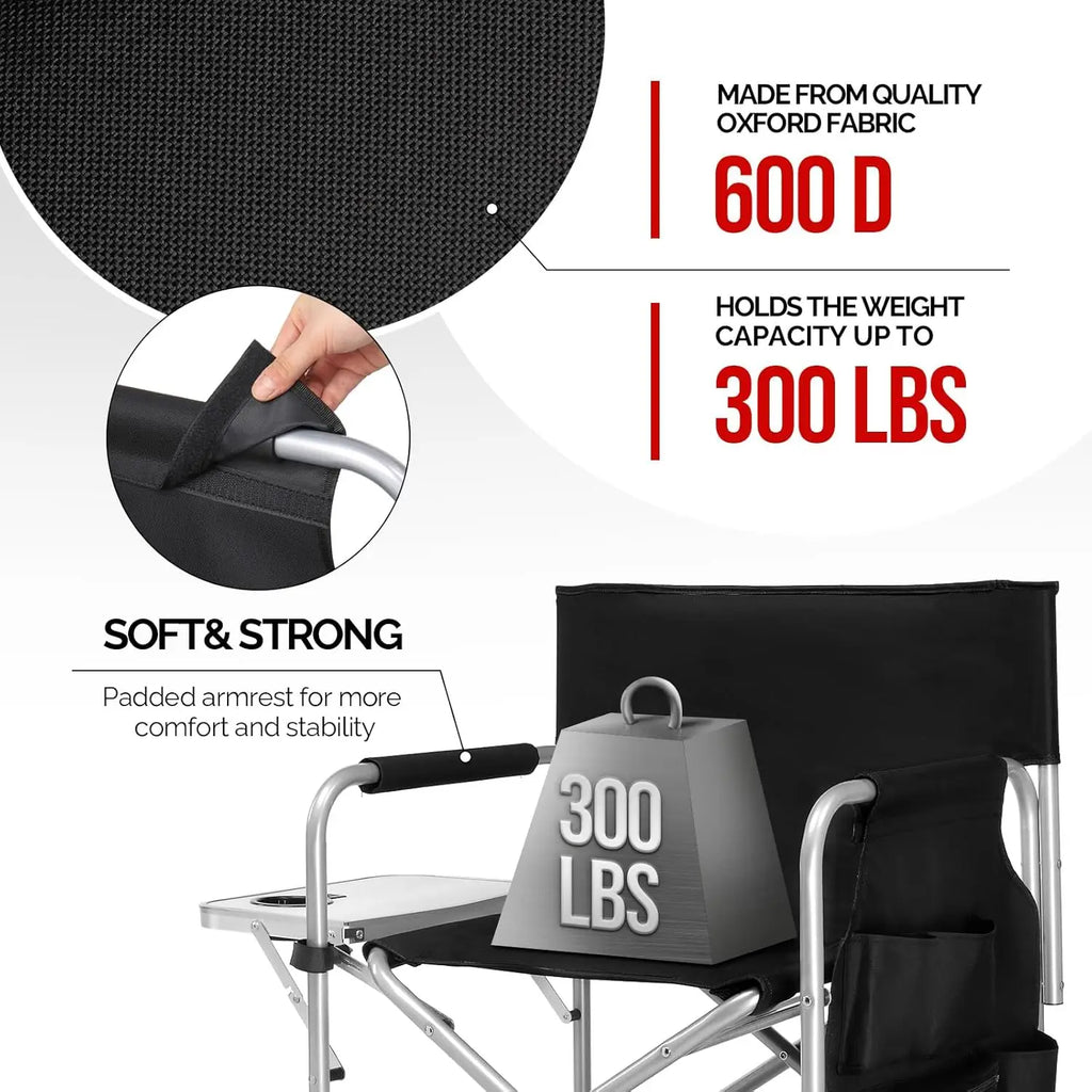 26" Tall Folding Directors Chair With Side Table