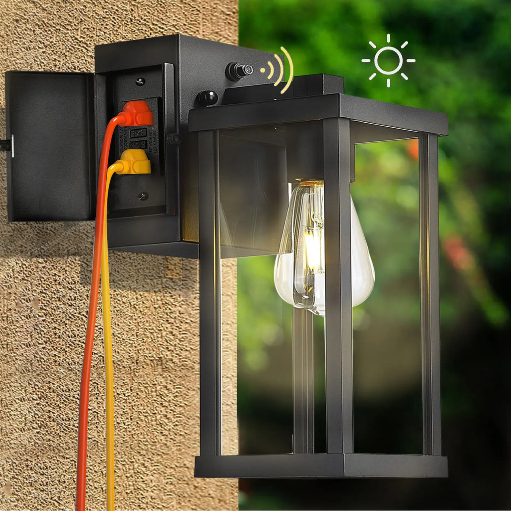 Porch Light With GFCI Outlet Dusk To Dawn Outdoor