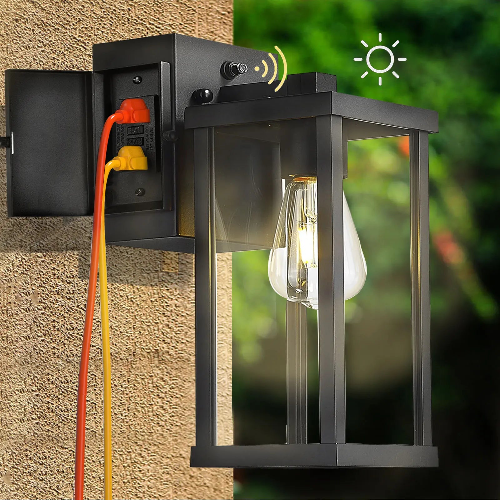 Porch Light With GFCI Outlet Dusk To Dawn Outdoor