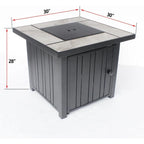 30" Propane Ceramic Tabletop, 50000 BTU Gas Firepit