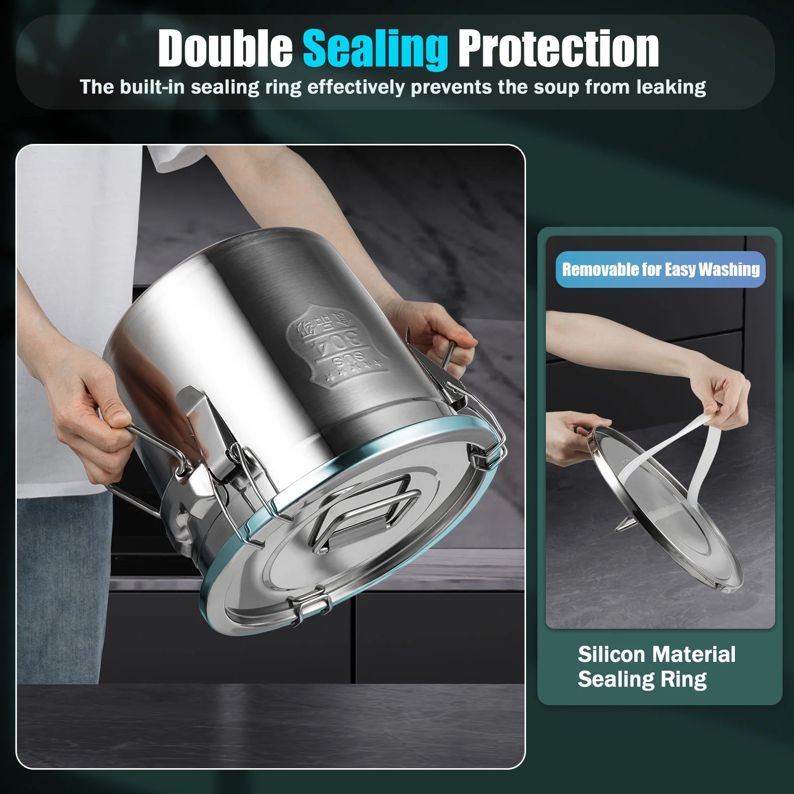 304 Stainless Steel Storage Bucket 33L/12L Airtight Canister