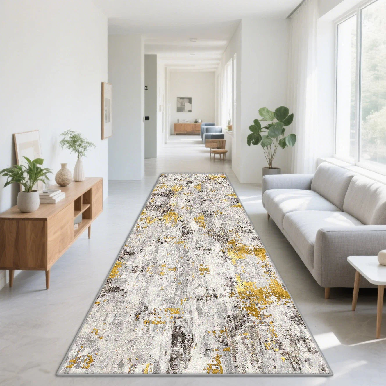 VIKAMA Nordic Abstract Style Carpet Anti-Slip Corridor Passageway Long Strip Mat Living Room Floor Mat Home Decoration