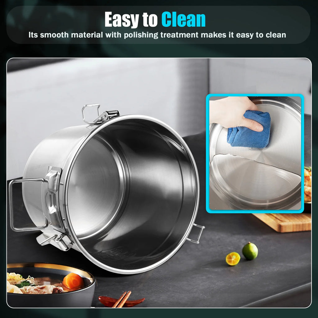 304 Stainless Steel Storage Bucket 33L/12L Airtight Canister