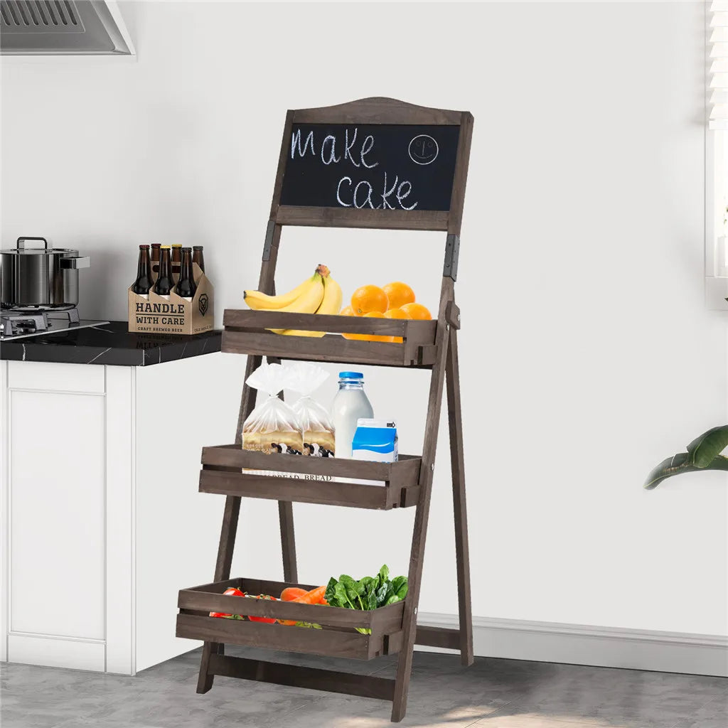 Folding Ladder 3 Tier Plant Stand with Chalkboard