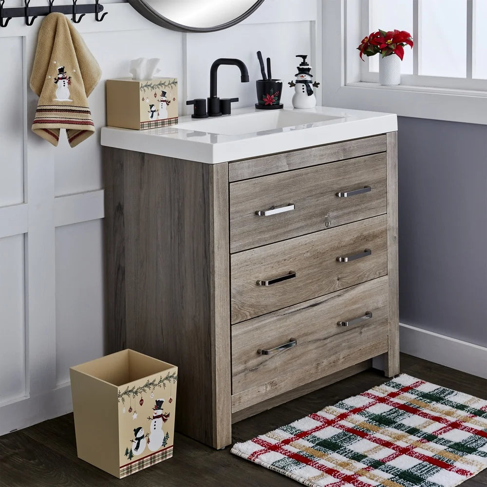 Rustic Plaid Snowman Hand Towel Set 2 Piece