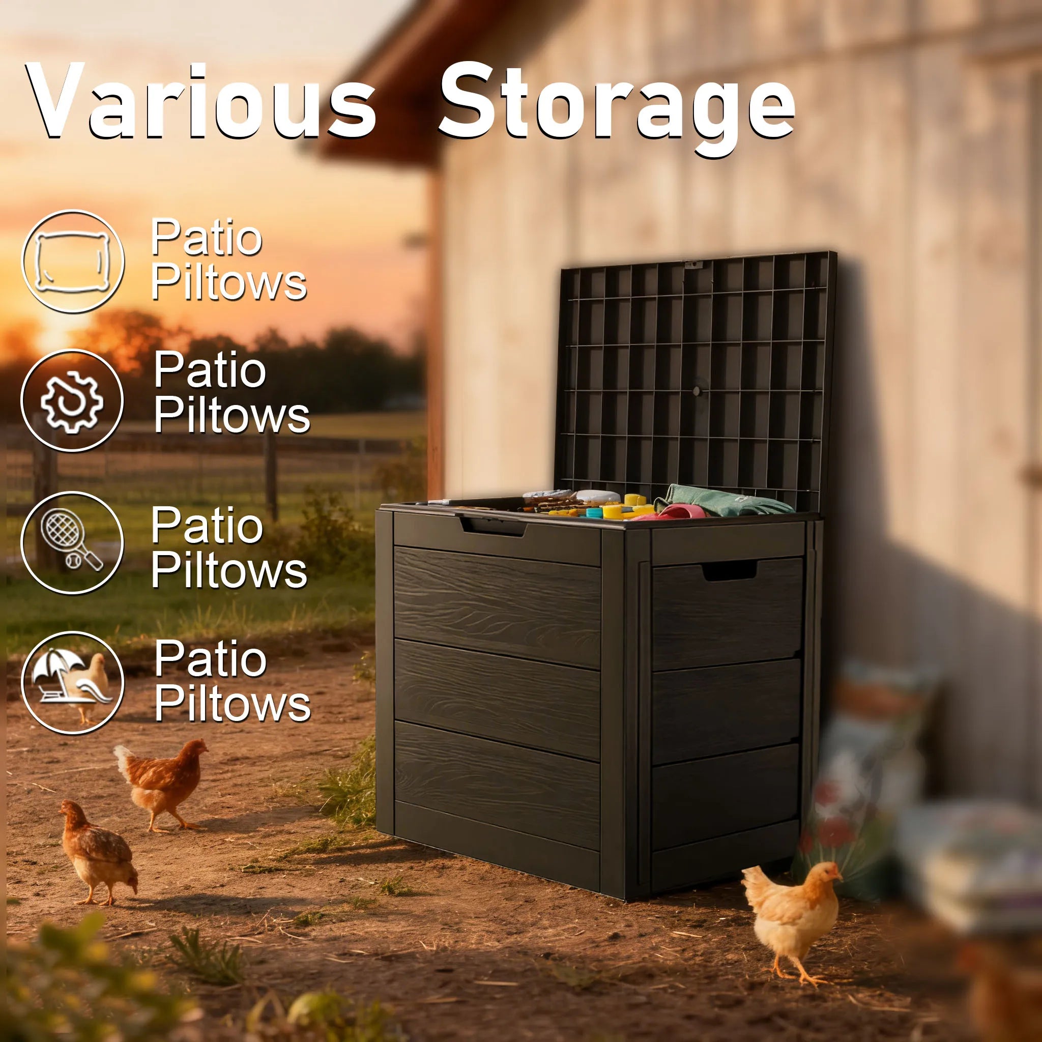 75 Gallon Deck Box with Lockable Lid & Heavy-Duty Hinged Door