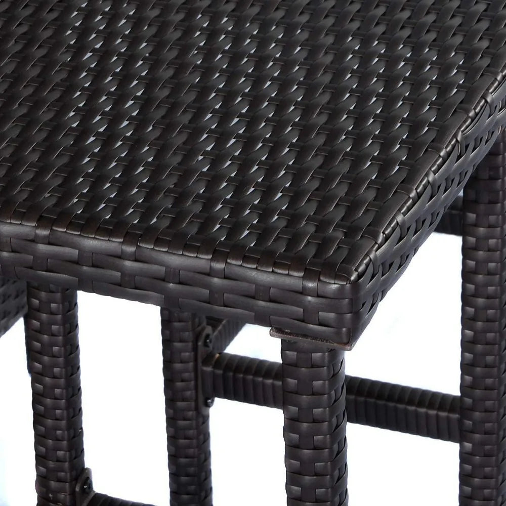 Rattan 3-Piece Bar Set With Wicker Stools And Table