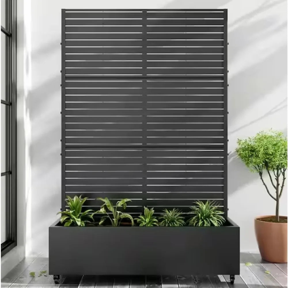 72 in. H x 47 in. W Metal Pots and Planter Raised Box With Trellis